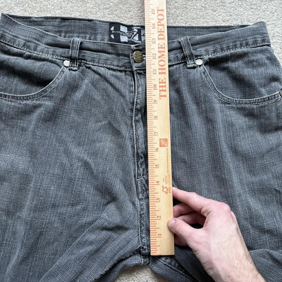 T2 Evolution Jeans 35x30 Gray Straight Leg Y2K Denim Baggy Grunge Embroidered - Picture 10 of 16
